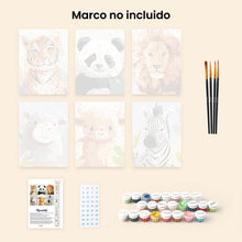 Cargar imagen en el visor de la galería, Mini Pintar por números 15x20cm (6 piezas) - Retratos de Fauna Salvaje 1