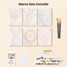 Cargar imagen en el visor de la galería, Mini Pintar por números 15x20cm (6 piezas) - Retratos de Fauna Salvaje 2