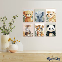 Cargar imagen en el visor de la galería, Mini Pintar por números 15x20cm (6 piezas) - Retratos de Fauna Salvaje 3