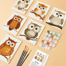 Cargar imagen en el visor de la galería, Mini Pintar por números 15x20cm (6 piezas) - Guardianes del Bosque