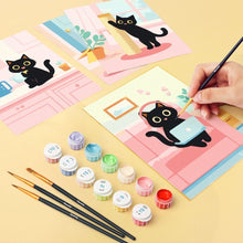 Cargar imagen en el visor de la galería, Mini Pintar por números 15x20cm (6 piezas) - Gatito en Casa