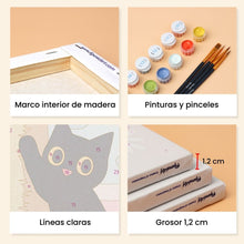 Cargar imagen en el visor de la galería, Mini Pintar por números 15x20cm (6 piezas) - Gatito en Casa