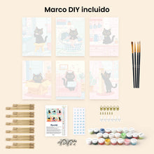 Cargar imagen en el visor de la galería, Mini Pintar por números 15x20cm (6 piezas) - Gatito en Casa