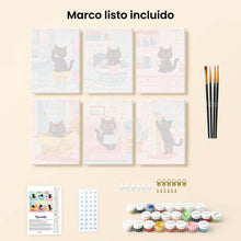 Cargar imagen en el visor de la galería, Mini Pintar por números 15x20cm (6 piezas) - Gatito en Casa