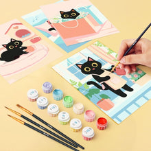 Cargar imagen en el visor de la galería, Mini Pintar por números 15x20cm (6 piezas) - Gatito Juguetón