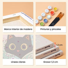Cargar imagen en el visor de la galería, Mini Pintar por números 15x20cm (6 piezas) - Gatito Juguetón