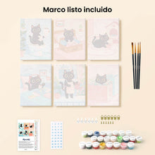 Cargar imagen en el visor de la galería, Mini Pintar por números 15x20cm (6 piezas) - Gatito Juguetón