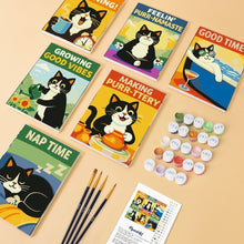 Cargar imagen en el visor de la galería, Mini Pintar por números 15x20cm (6 piezas) - Buenos Momentos con Gatos