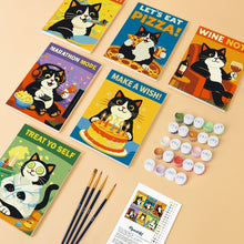 Cargar imagen en el visor de la galería, Mini Pintar por números 15x20cm (6 piezas) - Momentos Felices con Gatos