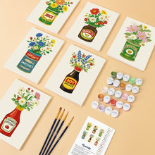 Cargar imagen en el visor de la galería, Mini Pintar por números 15x20cm (6 piezas) - Botellas Florecientes