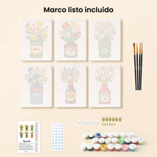 Cargar imagen en el visor de la galería, Mini Pintar por números 15x20cm (6 piezas) - Botellas Florecientes