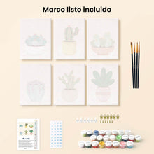Cargar imagen en el visor de la galería, Mini Pintar por números 15x20cm (6 piezas) - Colección de Cactus Tiernos 2