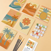 Cargar imagen en el visor de la galería, Mini Pintar por números 15x20cm (6 piezas) - Vibras Retro de Verano