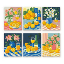 Cargar imagen en el visor de la galería, Mini Pintar por números 15x20cm (6 piezas) - Ramo Dorado de Limones Figured'Art