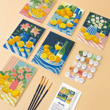 Cargar imagen en el visor de la galería, Mini Pintar por números 15x20cm (6 piezas) - Ramo Dorado de Limones