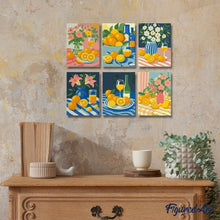 Cargar imagen en el visor de la galería, Mini Pintar por números 15x20cm (6 piezas) - Ramo Dorado de Limones