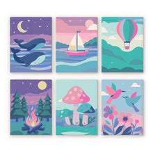 Cargar imagen en el visor de la galería, Mini Pintar por números 15x20cm (6 piezas) - Pequeños Paisajes de Sueño Figured'Art