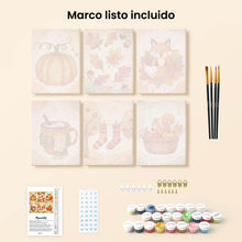 Cargar imagen en el visor de la galería, Mini Pintar por números 15x20cm (6 piezas) - Otoño en el Bosque