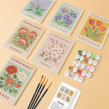 Cargar imagen en el visor de la galería, Mini Pintar por números 15x20cm (6 piezas) - Mercado de Flores 1