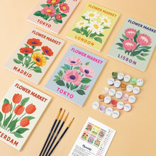 Cargar imagen en el visor de la galería, Mini Pintar por números 15x20cm (6 piezas) - Mercado de Flores 3