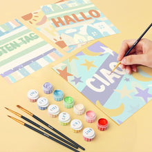 Cargar imagen en el visor de la galería, Mini Pintar por números 15x20cm (6 piezas) - Hola Mundo 1