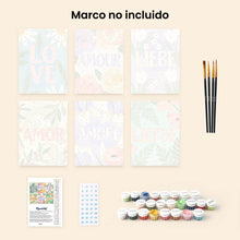 Cargar imagen en el visor de la galería, Mini Pintar por números 15x20cm (6 piezas) - Amor Floral 1
