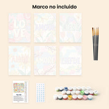 Cargar imagen en el visor de la galería, Mini Pintar por números 15x20cm (6 piezas) - Amor Floral 2
