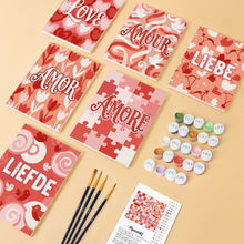 Cargar imagen en el visor de la galería, Mini Pintar por números 15x20cm (6 piezas) - Corazones Dulces