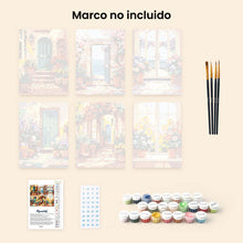 Cargar imagen en el visor de la galería, Mini Pintar por números 15x20cm (6 piezas) - Puertas Florecidas