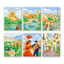 Cargar imagen en el visor de la galería, Mini Pintar por números 15x20cm (6 piezas) - Monumentos Europeos Figured'Art