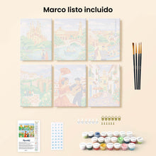 Cargar imagen en el visor de la galería, Mini Pintar por números 15x20cm (6 piezas) - Monumentos Europeos