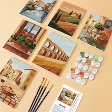 Cargar imagen en el visor de la galería, Mini Pintar por números 15x20cm (6 piezas) - Campo Italiano