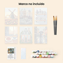 Cargar imagen en el visor de la galería, Mini Pintar por números 15x20cm (6 piezas) - Tradiciones Holandesas