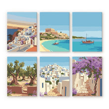 Cargar imagen en el visor de la galería, Mini Pintar por números 15x20cm (6 piezas) - Sueños de Santorini Figured'Art
