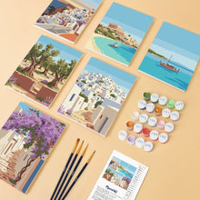 Cargar imagen en el visor de la galería, Mini Pintar por números 15x20cm (6 piezas) - Sueños de Santorini