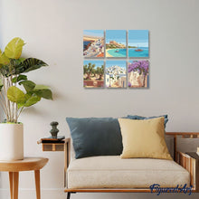 Cargar imagen en el visor de la galería, Mini Pintar por números 15x20cm (6 piezas) - Sueños de Santorini