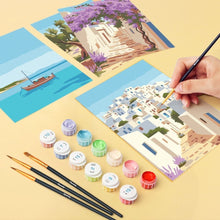 Cargar imagen en el visor de la galería, Mini Pintar por números 15x20cm (6 piezas) - Sueños de Santorini