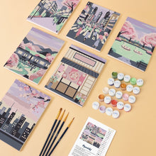 Cargar imagen en el visor de la galería, Mini Pintar por números 15x20cm (6 piezas) - Primavera en Tokio