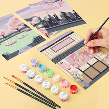 Cargar imagen en el visor de la galería, Mini Pintar por números 15x20cm (6 piezas) - Primavera en Tokio
