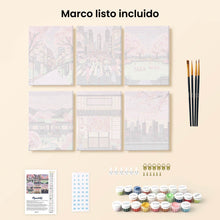 Cargar imagen en el visor de la galería, Mini Pintar por números 15x20cm (6 piezas) - Primavera en Tokio