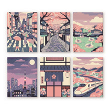 Cargar imagen en el visor de la galería, Mini Pintar por números 15x20cm (6 piezas) - Tokio en Flor Figured'Art