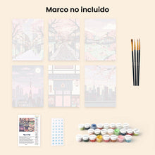 Cargar imagen en el visor de la galería, Mini Pintar por números 15x20cm (6 piezas) - Tokio en Flor