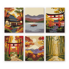 Cargar imagen en el visor de la galería, Mini Pintar por números 15x20cm (6 piezas) - Japón Sereno Figured'Art