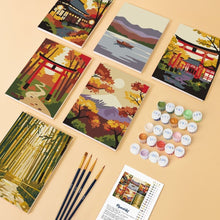 Cargar imagen en el visor de la galería, Mini Pintar por números 15x20cm (6 piezas) - Japón Sereno