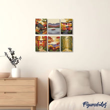 Cargar imagen en el visor de la galería, Mini Pintar por números 15x20cm (6 piezas) - Japón Sereno