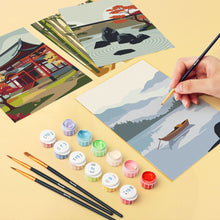 Cargar imagen en el visor de la galería, Mini Pintar por números 15x20cm (6 piezas) - Paisajes Zen