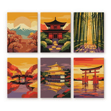 Cargar imagen en el visor de la galería, Mini Pintar por números 15x20cm (6 piezas) - Atardecer en Japón Figured'Art