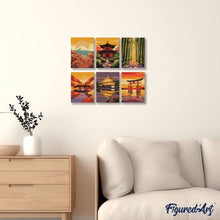 Cargar imagen en el visor de la galería, Mini Pintar por números 15x20cm (6 piezas) - Atardecer en Japón