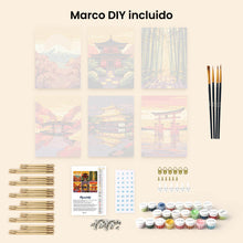 Cargar imagen en el visor de la galería, Mini Pintar por números 15x20cm (6 piezas) - Atardecer en Japón