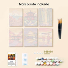 Cargar imagen en el visor de la galería, Mini Pintar por números 15x20cm (6 piezas) - Atardecer en Japón